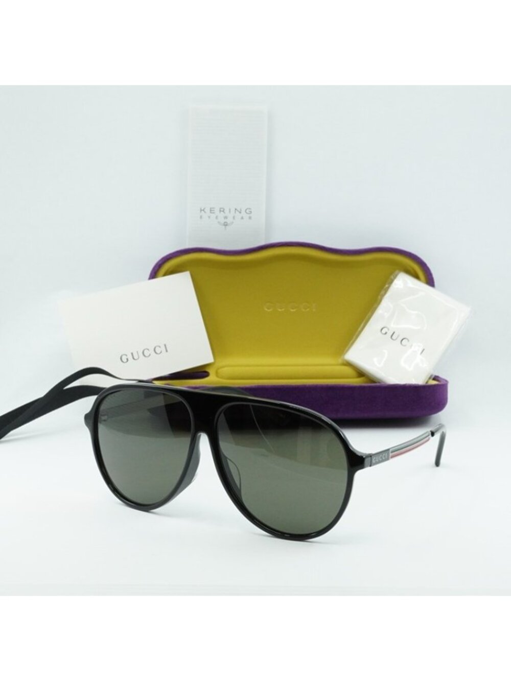 Gucci GG0829SA 001 Men Sunglasses Black Aviator Frame, Grey Lenses - Picture 12 of 12